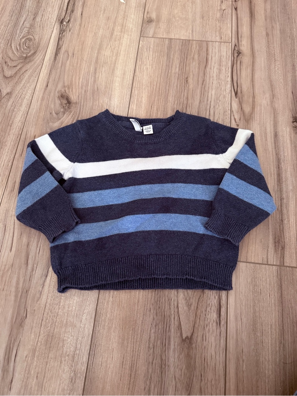 Janie & Jack Striped Navy, Blue & White Knit Sweater Size 12-18 months